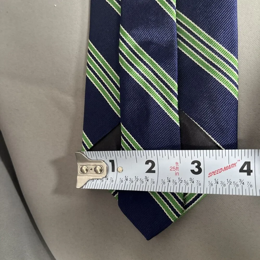 Brooks Brothers Makers Tie Silk Navy‎ Blue Green Stripes L:58